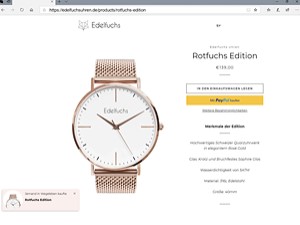 Produktfoto einer Uhr für einen Onlineshop