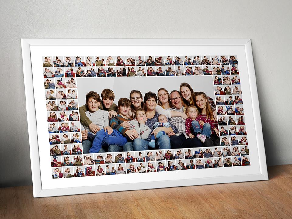 Familiencollage im Bilderrahmen