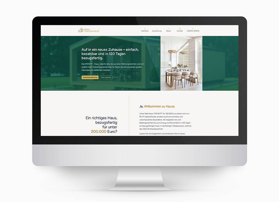 Screenshot der neuen Internbetseite